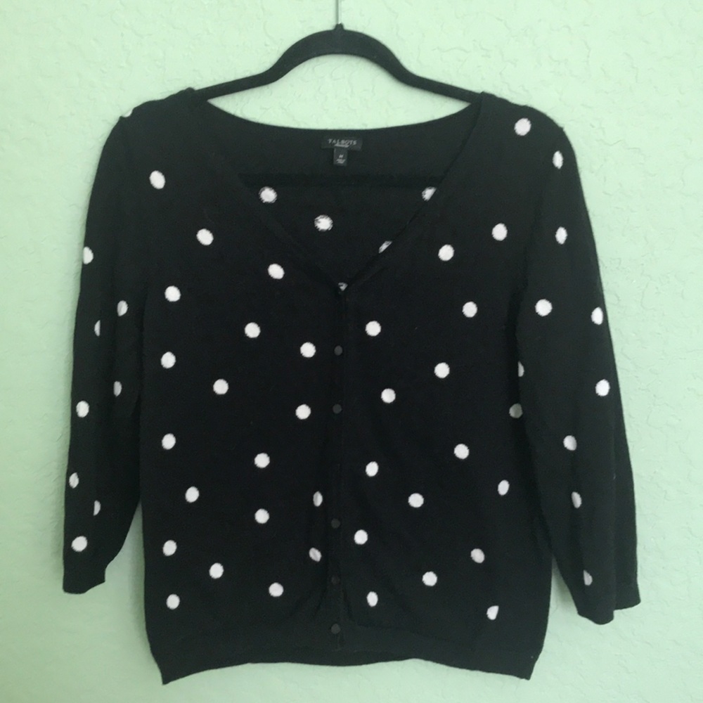 Talbots 3/4 Polka Dot Cardigan